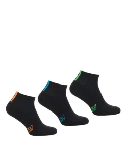 Lot de 3 paires de chaussettes basses noires brodées en mutlicolore