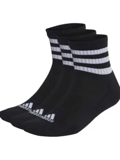 Lot de 3 paires de chaussettes mi-hautes en coton noir à bandes et logos blancs