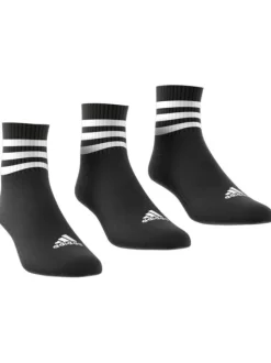 Lot de 3 paires de chaussettes mi-hautes en coton noir à bandes et logos blancs