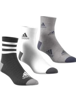 Lot de 3 paires de chaussettes logotypées mi-hautes en coton gris, noir et blanc