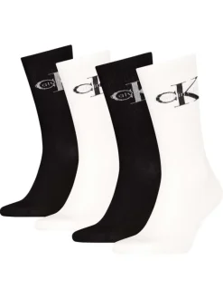 Lot de 4 paires de chaussettes hautes en coton mélangé noires et blanches