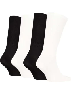 Lot de 4 paires de chaussettes hautes en coton mélangé noires et blanches