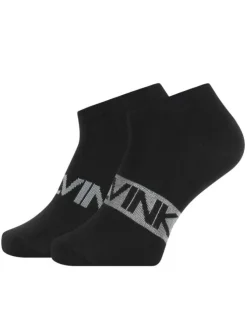 Lot de 2 paires de chaussettes mi-hautes noires avec inscription Calvin Klein pour homme