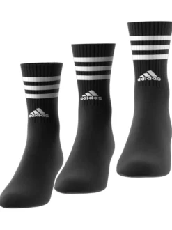 Lot de 3 paires de chaussettes hautes en coton noir uni à logos blancs