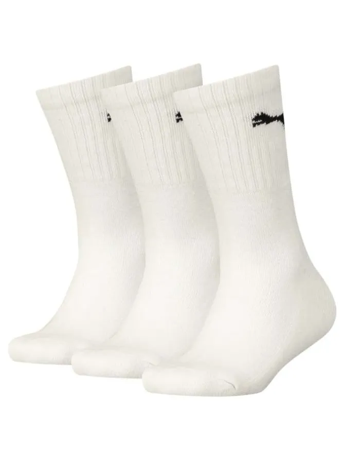 Lot de 3 paires de chaussettes Puma blanches en coton mélangé stretch unies logotypées