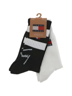 Lot de 2 paires de chaussettes hautes en coton mélangé noires unies avec logo