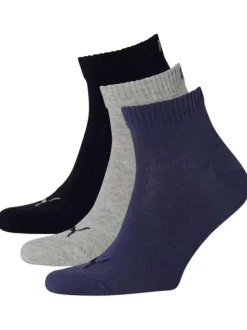 Lot de 3 paires de chaussettes mi-hautes unies marine, noires et grises