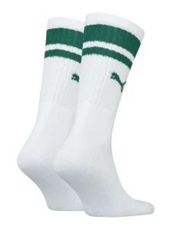 Lot de 2 paires de chaussettes hautes blanches unies avec liseré vert