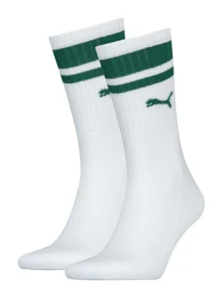 Lot de 2 paires de chaussettes hautes blanches unies avec liseré vert