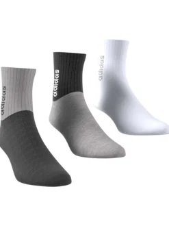 Lot de 3 paires de chaussettes hautes grises bicolores avec nom de la marque