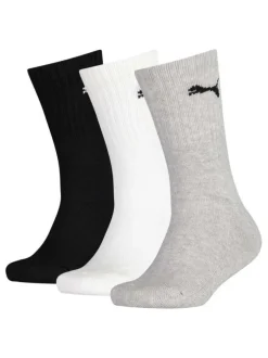 Lot de 3 paires de chaussettes Puma grise, blanche et noire en coton mélangé stretch unies logotypées
