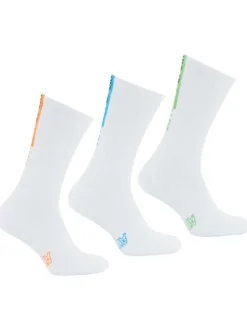 Lot de 3 paires de chaussettes hautes blanches brodées en mutlicolore