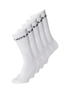 Lot de 5 paires de chaussettes hautes en coton mélangé blanches unies coupe haute