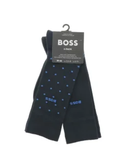 Lot de 2 paires de chaussettes hautes en coton mélangé nuit unies et à pois