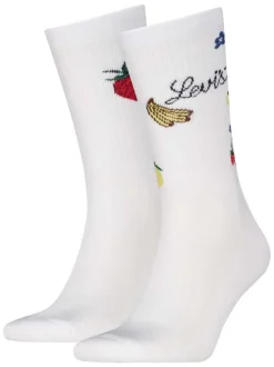 Lot de 2 paires de chaussettes en coton mélangé multicolores ornées de fruits