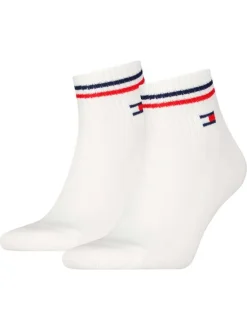 Lot de 2 paires de chaussettes basses en coton blanches rayées