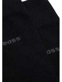 Lot de 2 paires de chaussettes hautes en coton mélangé noires unies