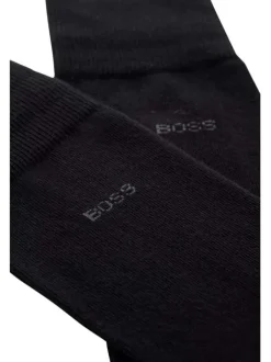 Lot de 2 paires de chaussettes hautes en coton mélangé noires unies