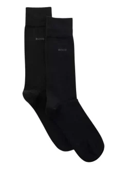 Lot de 2 paires de chaussettes hautes en coton mélangé noires unies