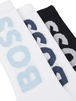Lot de 3 paires de chaussettes hautes en coton mélangé bicolores unies