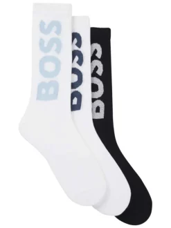 Lot de 3 paires de chaussettes hautes en coton mélangé bicolores unies
