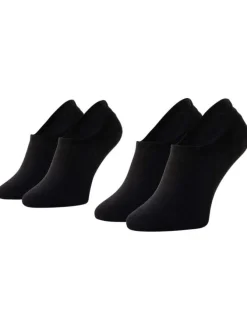 Lot de 2 paires de chaussettes basses en coton mélangé noires unies invisibles