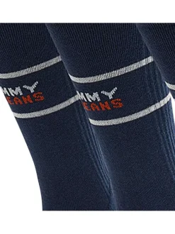 Lot de 2 paires de chaussettes hautes en coton biologique marine unies avec une coupe haute