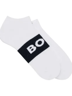 Lot de 2 paires de chaussettes en coton mélangé blanches dont une paire imprimée