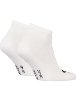 Lot de 2 paires de chaussettes basses blanches unies et monogrammes noirs