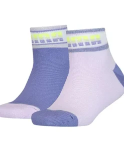 Lot de 2 paires de chaussettes lavande à rayures pour fille en coton