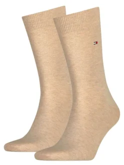 Lot de 2 paires de chaussettes beiges unies hautes en coton mélangé