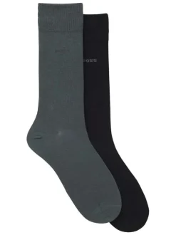 Lot de 2 paires de chaussettes hautes en coton noires et vertes unies