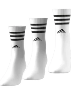 Lot de 3 paires de chaussettes hautes en coton blanc uni à logos noirs