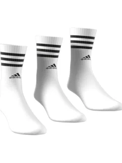 Lot de 3 paires de chaussettes hautes en coton blanc uni à logos noirs