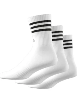 Lot de 3 paires de chaussettes hautes en coton blanc uni à logos noirs