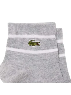 Lot de 2 paires de chaussettes basses en coton blanche et grise rayées