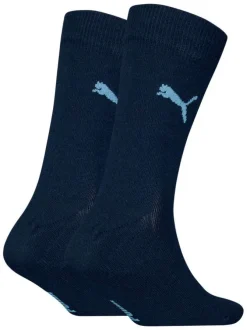Lot de 2 paires de chaussettes hautes en coton mélangé marine uni