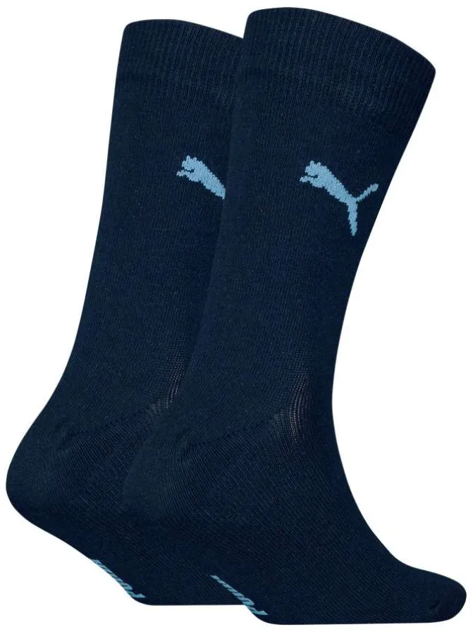 Lot de 2 paires de chaussettes hautes en coton mélangé marine uni