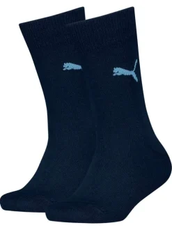 Lot de 2 paires de chaussettes hautes en coton mélangé marine uni