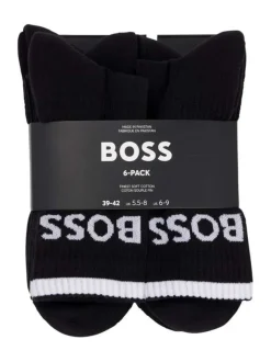 Lot de 6 paires de chaussettes hautes en coton noires unies coupe mi-hautes
