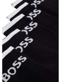 Lot de 6 paires de chaussettes hautes en coton noires unies coupe mi-hautes