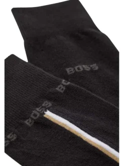 Lot de 2 paires de chaussettes hautes en coton stretch noir uni à coupe haute