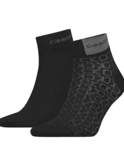 Lot de 2 paires de chaussettes noires une paire imprimée et une paire unie