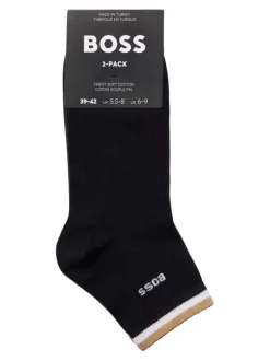 Lot de 2 paires de chaussettes basses en coton mélangé noires unies coupe courte