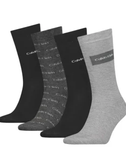 Lot de 4 paires de chaussettes hautes noires et grises imprimées