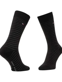 Lot de 2 paires de chaussettes hautes en coton mélangé noires rayées coupe haute