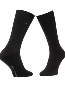 Lot de 2 paires de chaussettes hautes en coton mélangé noires rayées coupe haute