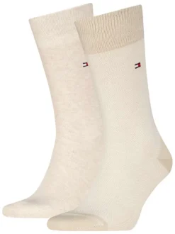Lot de 2 paires de chaussettes hautes sable unies en coton mélangé