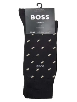 Lot de 2 paires de chaussettes hautes en coton mélangé noires coupe haute