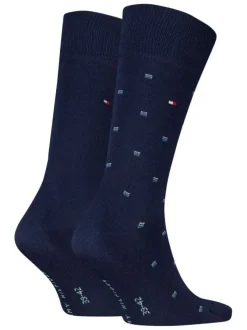 Lot de 2 paires de chaussettes hautes bleu marine en coton mélangé
